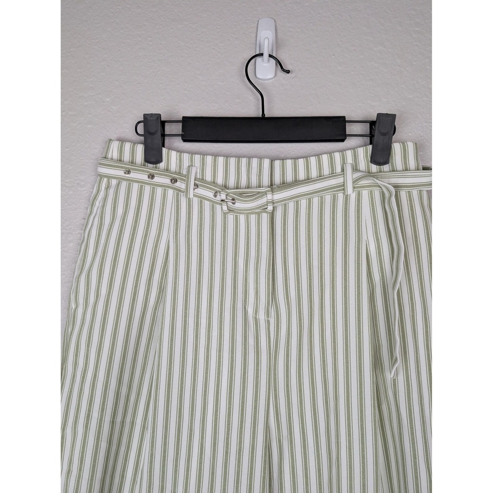 English Factory Pants Womens‎ Small Green White Striped Belted High Rise BH993P - Picture 3 of 7